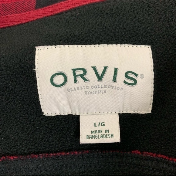 Orvis Buffalo Check Fleece Lined Shacket Shirt Size Large Lined Pockets - Picture 4 of 17